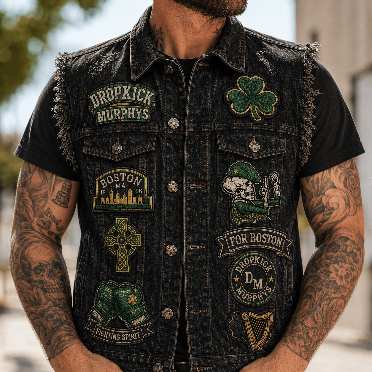 DKMP PREMIUM DENIM VEST LNTH