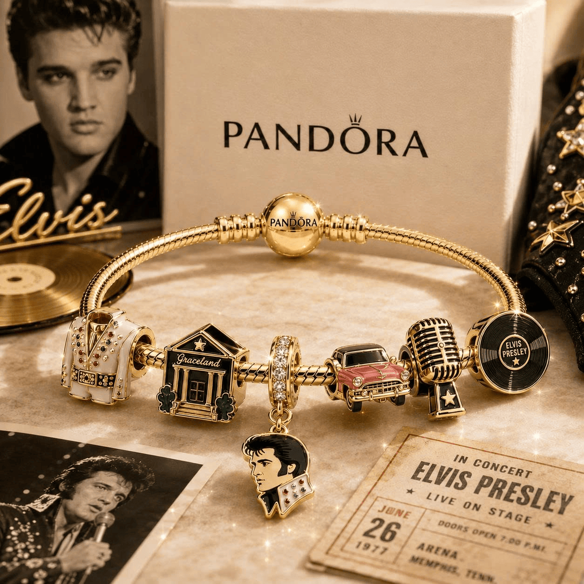 ELV Gold Charm Bracelet Set VTH