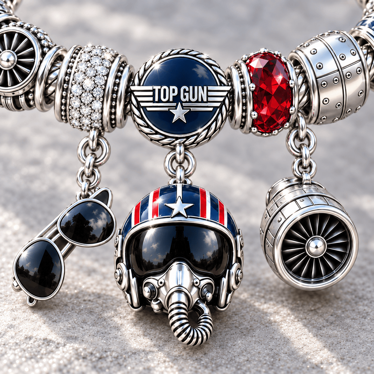 TG Silver Charm Bracelet Set NTTB