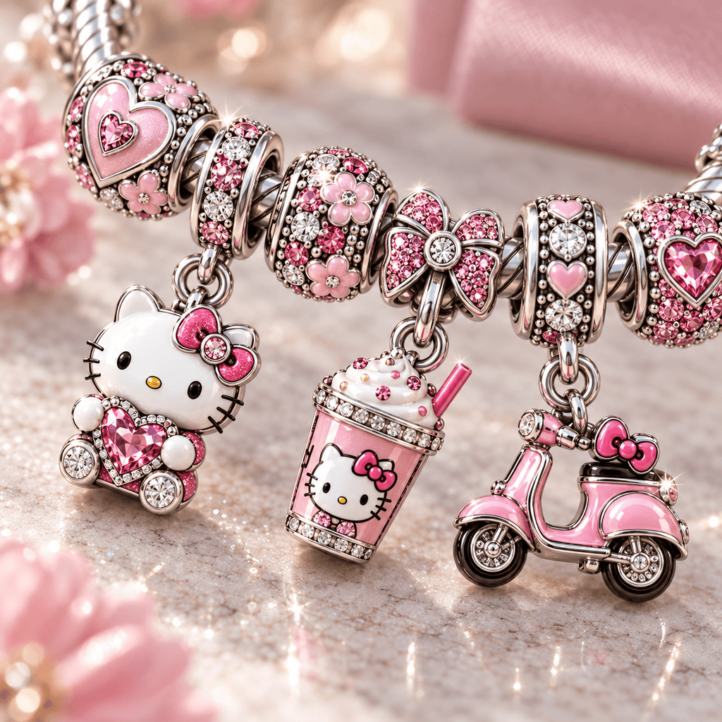 HLKT Silver Charm Bracelet Set NTTB