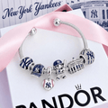 NYY Silver Charm Bracelet Set VTH