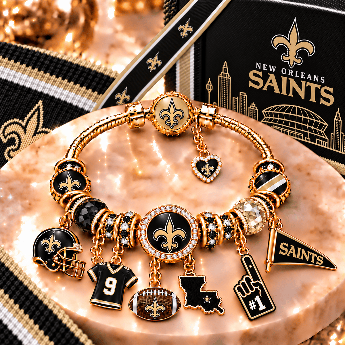 NOS Gold Charm Bracelet Set PNPA