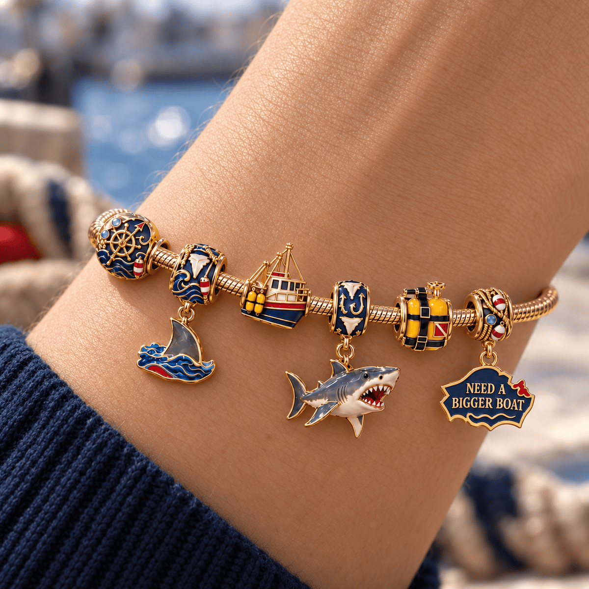 JAWS Gold Charm Bracelet Set HQH