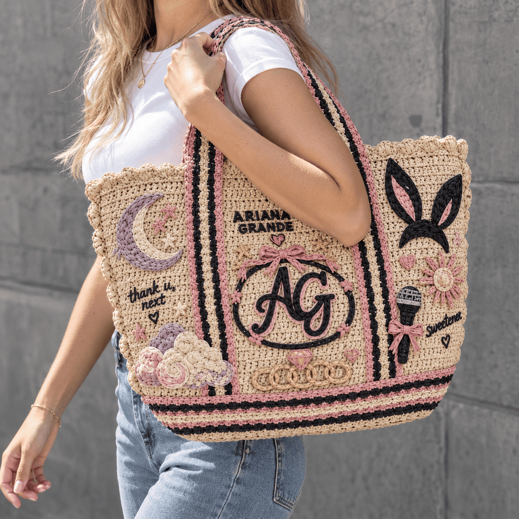 ARG Straw-Style Embellished Tote Bag DNBN