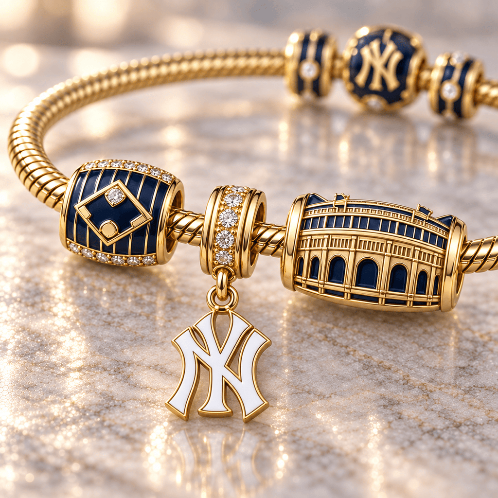 NYY Gold Charm Bracelet Set HQH