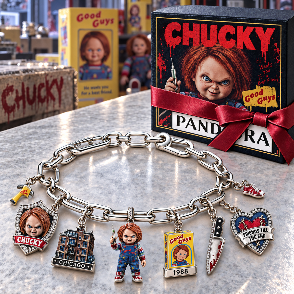 CKY Silver Charm Bracelet Set NTVA