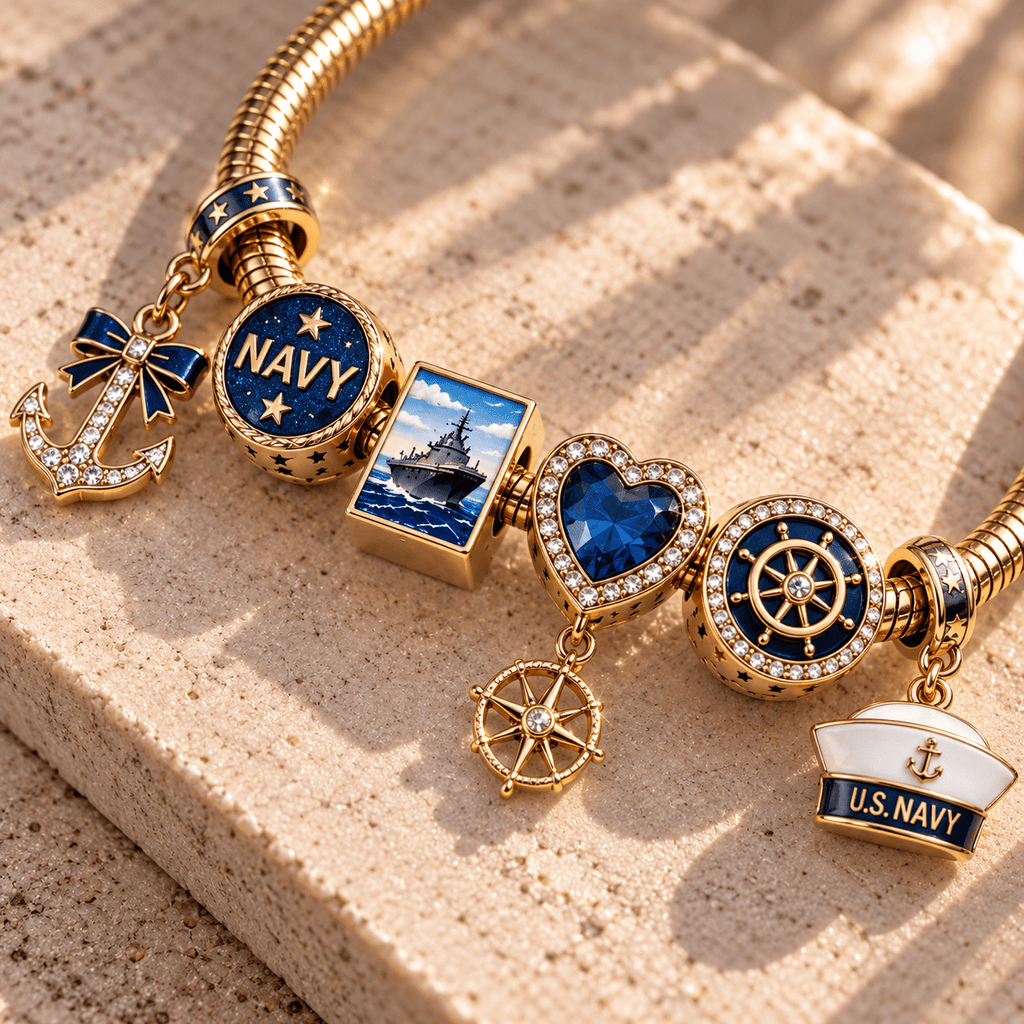 NAVY Gold Charm Bracelet Set TTN