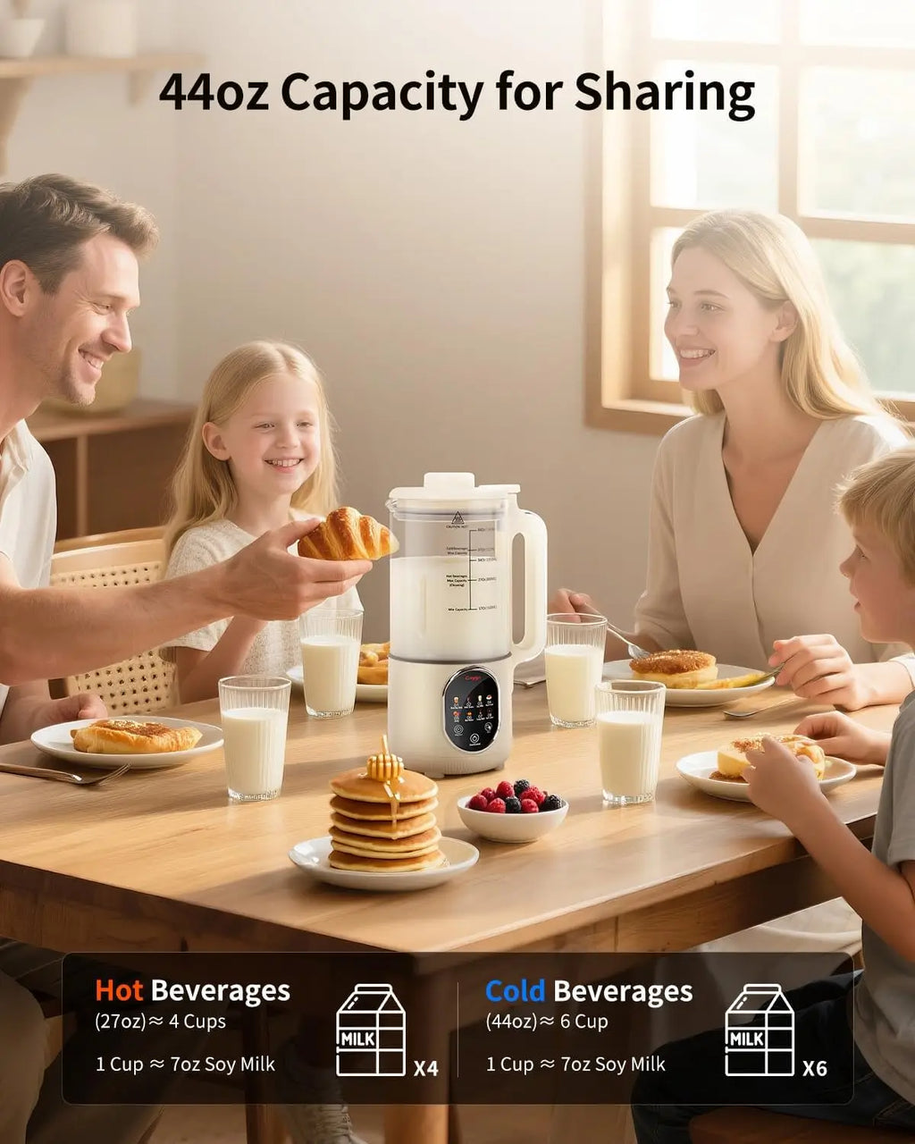 44oz Nut Milk Maker Machine for Almond, Oat, Juice, Coconut Drinks with Self-Clean and Smart Timer