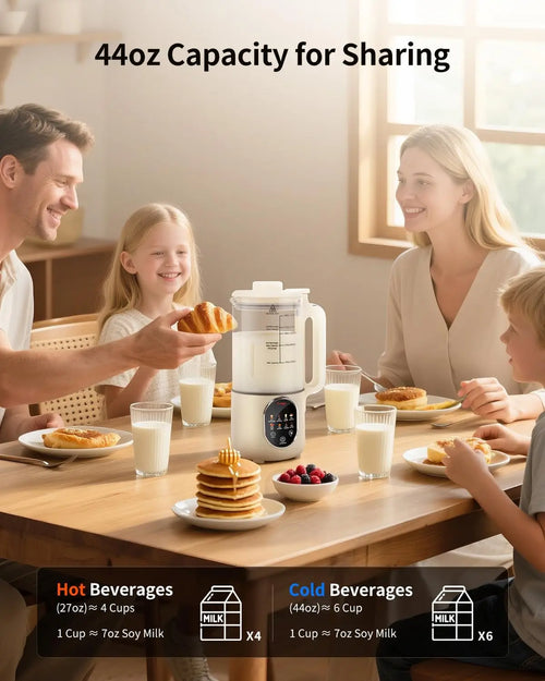 44oz Nut Milk Maker Machine for Almond, Oat, Juice, Coconut Drinks with Self-Clean and Smart Timer