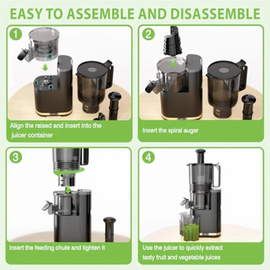 Cold Press Juicer 6.5 Extra Large Feed Chute Juicer Machines 350W Slow Masticating Juicer Machines with High Juice Yield for Wh